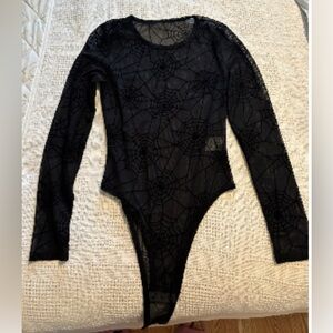 Black Spiderweb Goth Mesh Bodysuit